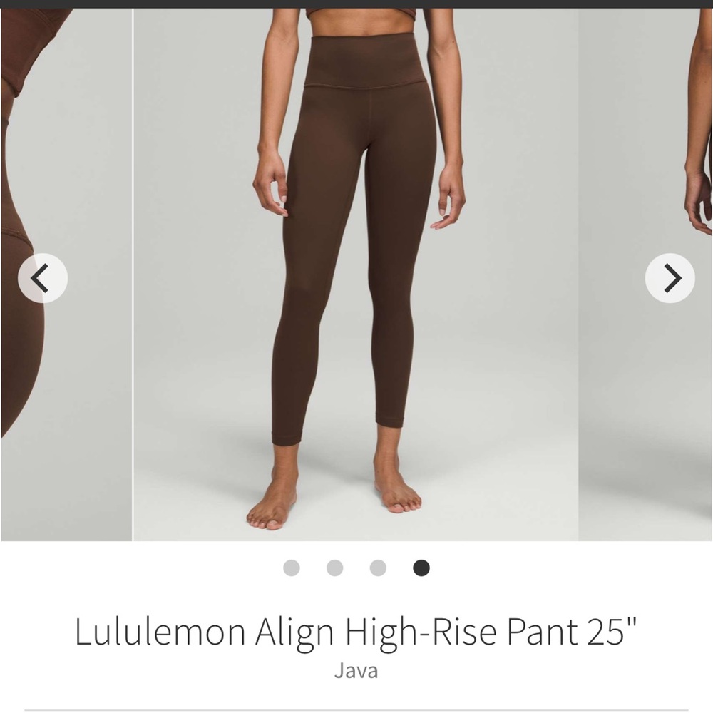 Lululemon Align high rise pants 25” JAVA Sz 6